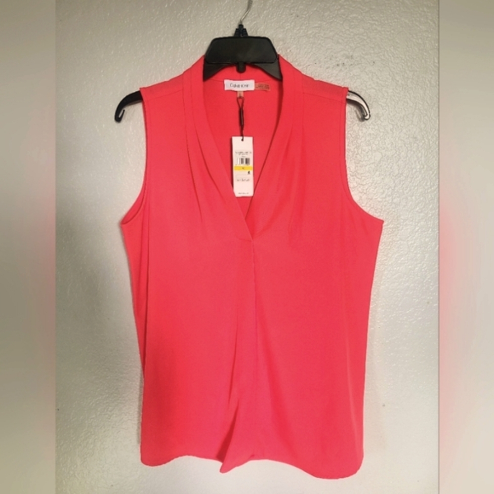 Calvin Klein Women's Coral Sleeveless Top Size Medium